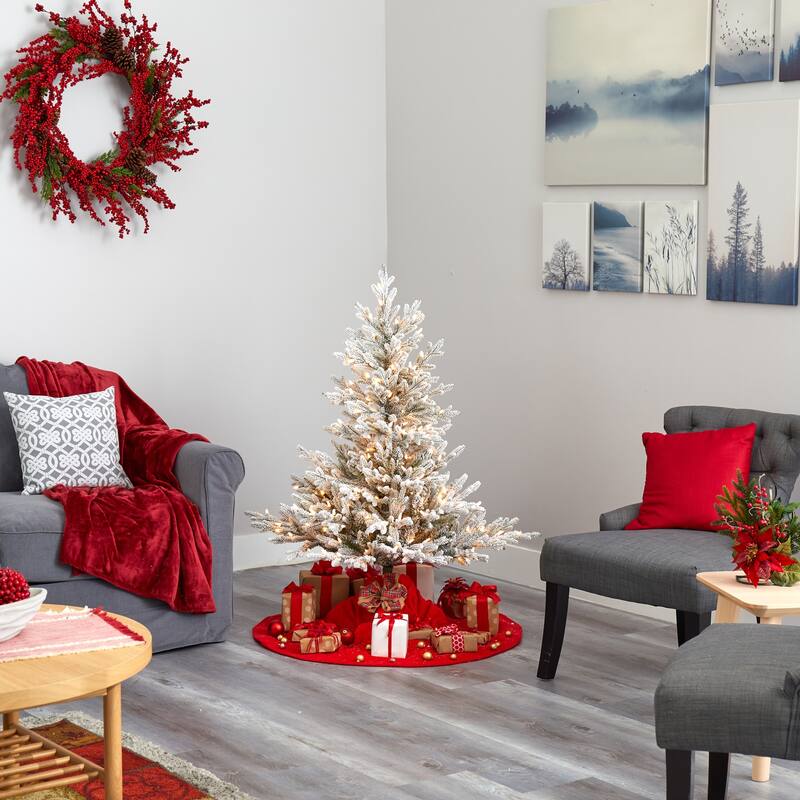 4Ft Fraser Fir Christmas Tree with Warm White Lights - Holiday Decor & Festive Tree - 48