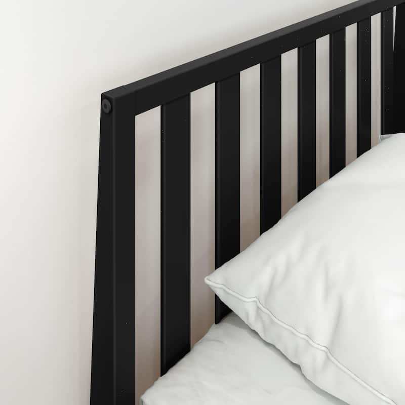 Plank and Beam Scandinavian Twin Size Bed with Slatted Headboard