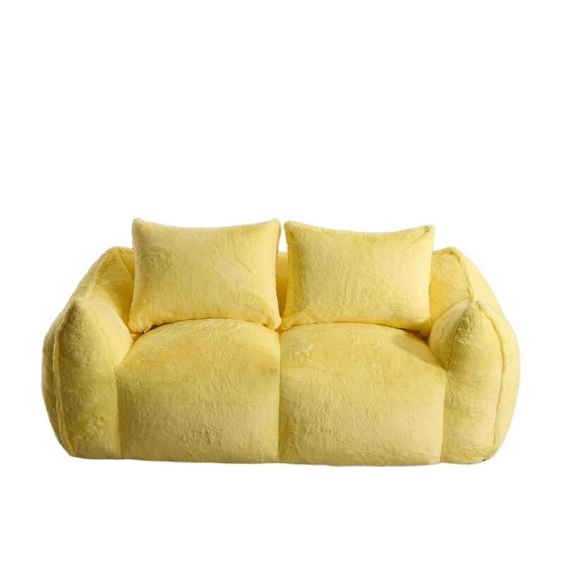 Giant Lazy Bean Bag Couch Chair Ultra Soft Fluffy Loveseat Sofa Chaise Lounge Indoor Cozy Faux Fur Reading Chair with Pillows