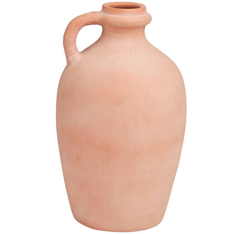 Orange Ceramic Terracotta Jug Vase with Handle