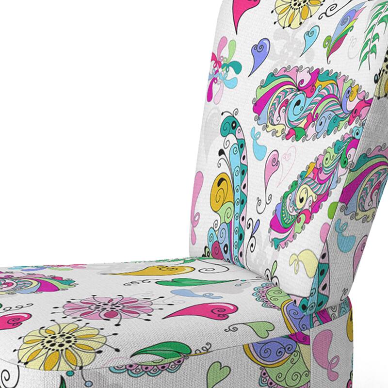 Designart "Multicolor Floral Paisley" Upholstered Patterned Accent Chair and Arm Chair