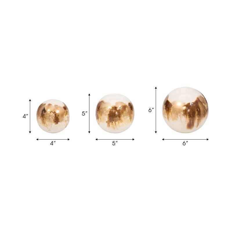 Sagebrook Home Set Of 3 4/5/6" Metal Abstract Round Galaxy Orbs