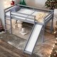 preview thumbnail 1 of 54, Wood Twin Loft Bed Kids Bed with Slide and Underbed Space Grey
