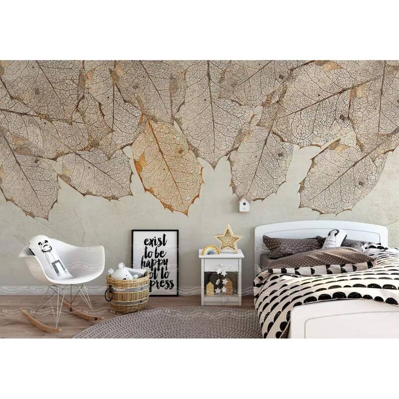 GK Wall Design Autumn Leaf Veins Brown Leaves Removable Wallpaper