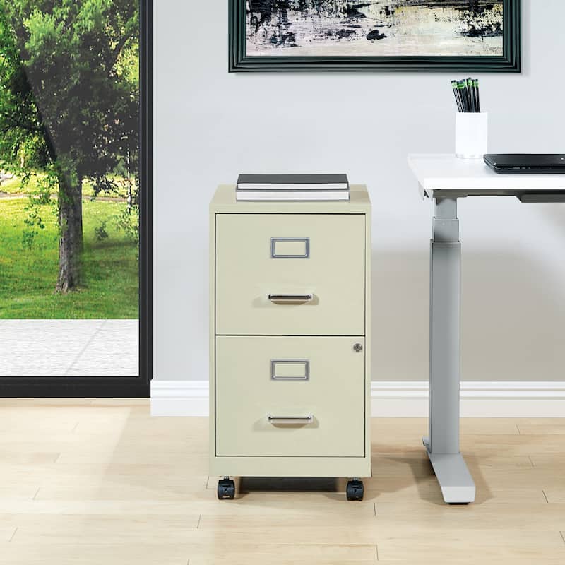 Metal File Cabinet - Tan w/Casters