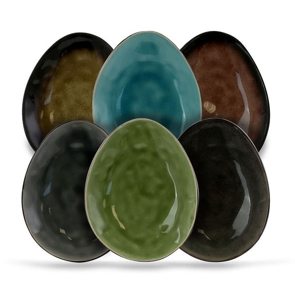Assorted Color Oval Shape 5.75 inch Small Plates Set of 6. Opens flyout.