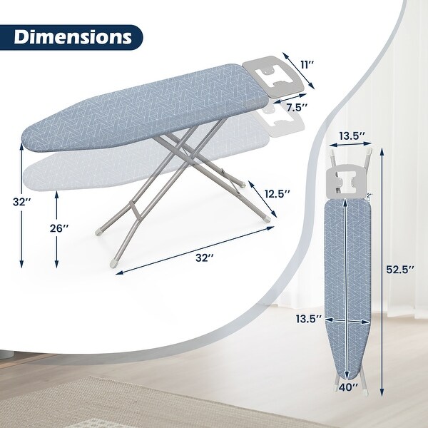 Gymax 48'' x 13.5'' Carbon Steel Ironing Table w/ 7-Level Height