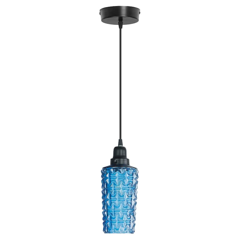 River of Goods Blue/Red and Black Glass and Metal 4.75-Inch Pendant Light with Adjustable Hanging Cord