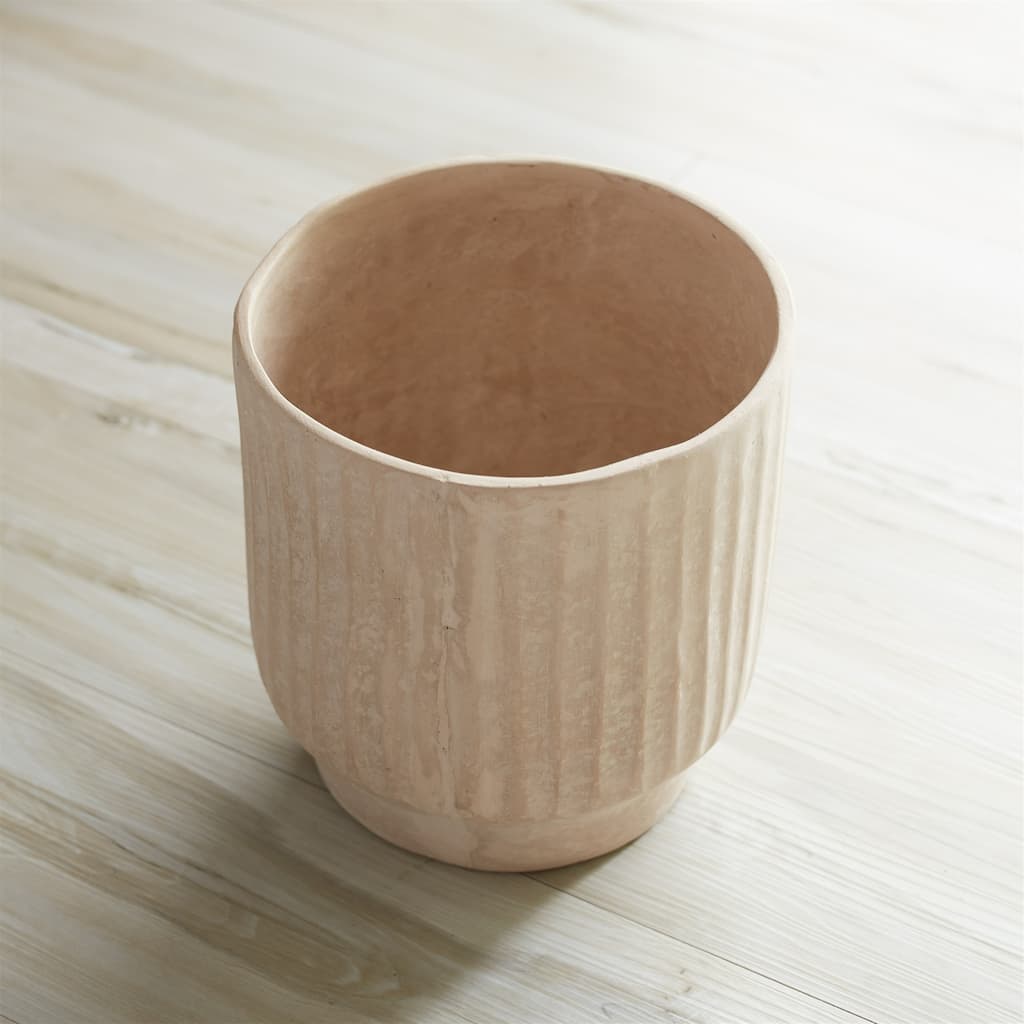 Ribbed Paper Chalk Vase - 7.75" - Beige