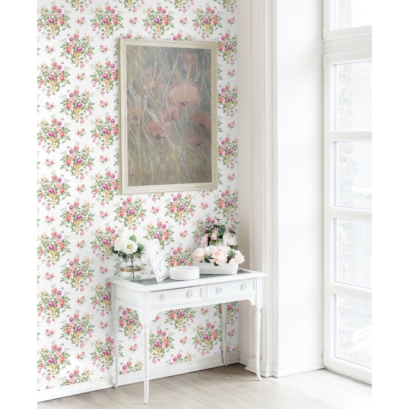 NextWall Floral Bunches Peel and Stick Wallpaper