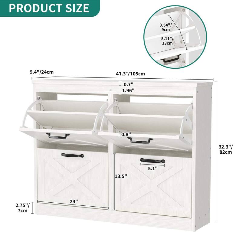 Moasis Shoe Storage Cabinet with 4 Flip Drawers, Narrow Shoes Rack Organizer for Entryway