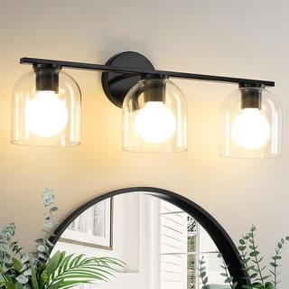 2/3/4-Light Dimmable Bathroom Vanity Light with Glass Shade - Matte Black
