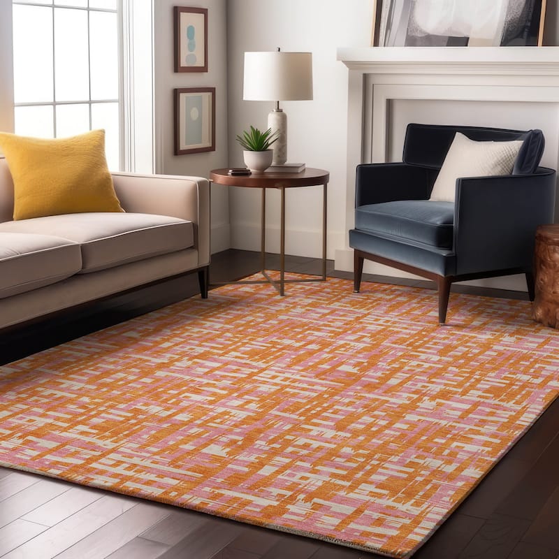 Premium Washable Super Soft Abstract Weave Mayfield Rug - Orange - 3' x 5'