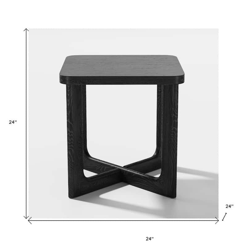 24-inch Solid Wood Square End Table with Modern Cross Leg Design - 24” x 24” x 24”
