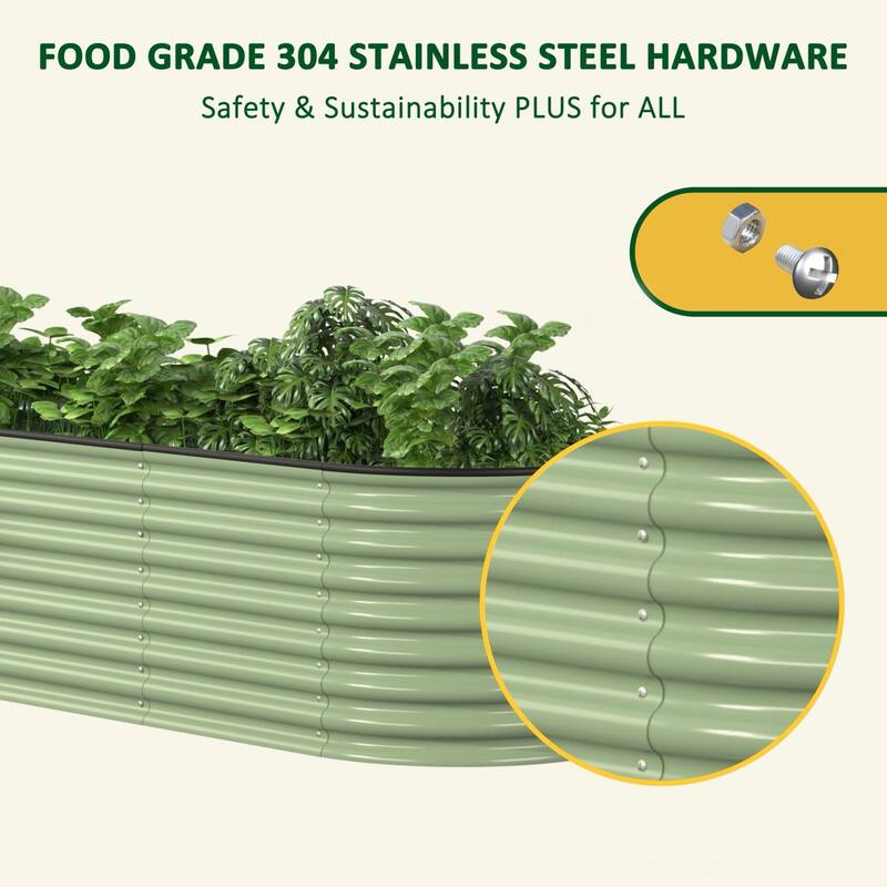 VEIKOUS 23.1''H Metal Galvanized Raised Garden Bed 9-in-1 Modular Outdoor Planter Box