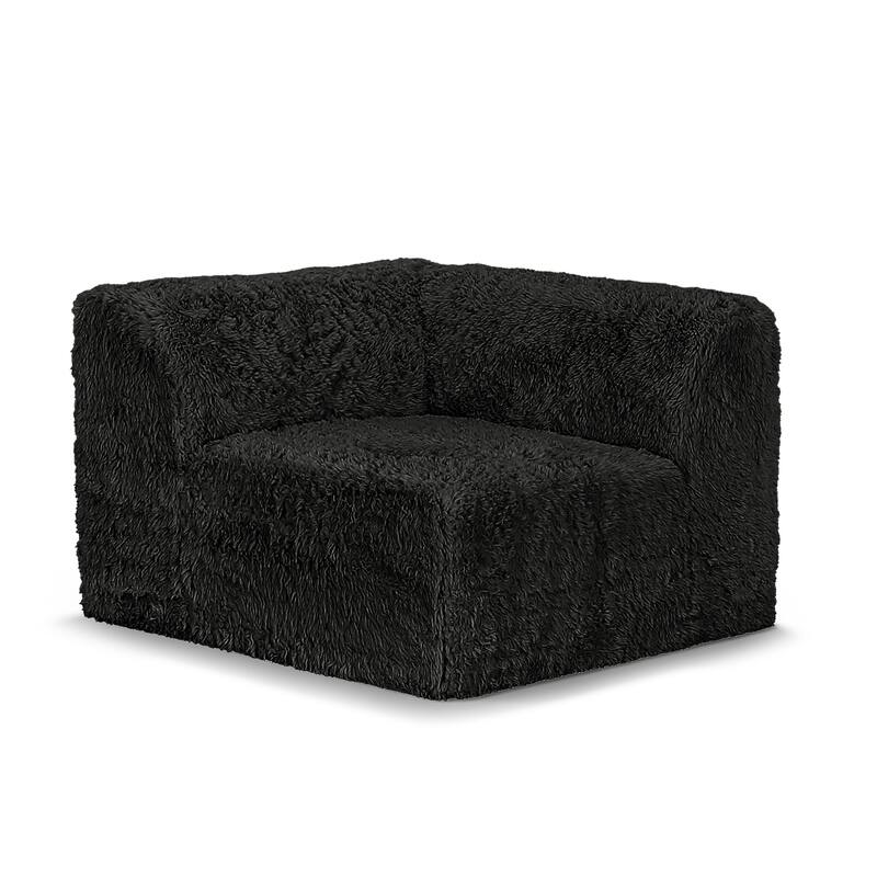 Furniture of America Ylena Modern 5-Piece Faux Fur Foam Modular Compressed Sectional Sofa