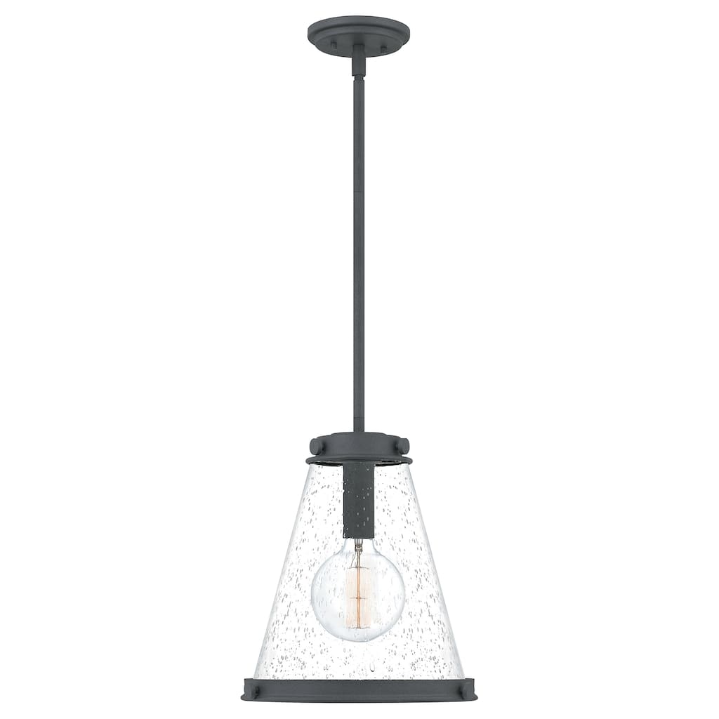 Quoizel Bristol 1-Light Industrial Mini Pendant with Seeded Glass