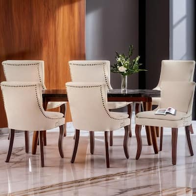 Modern Double-layer Cushioned Dining Chairs Set of 6