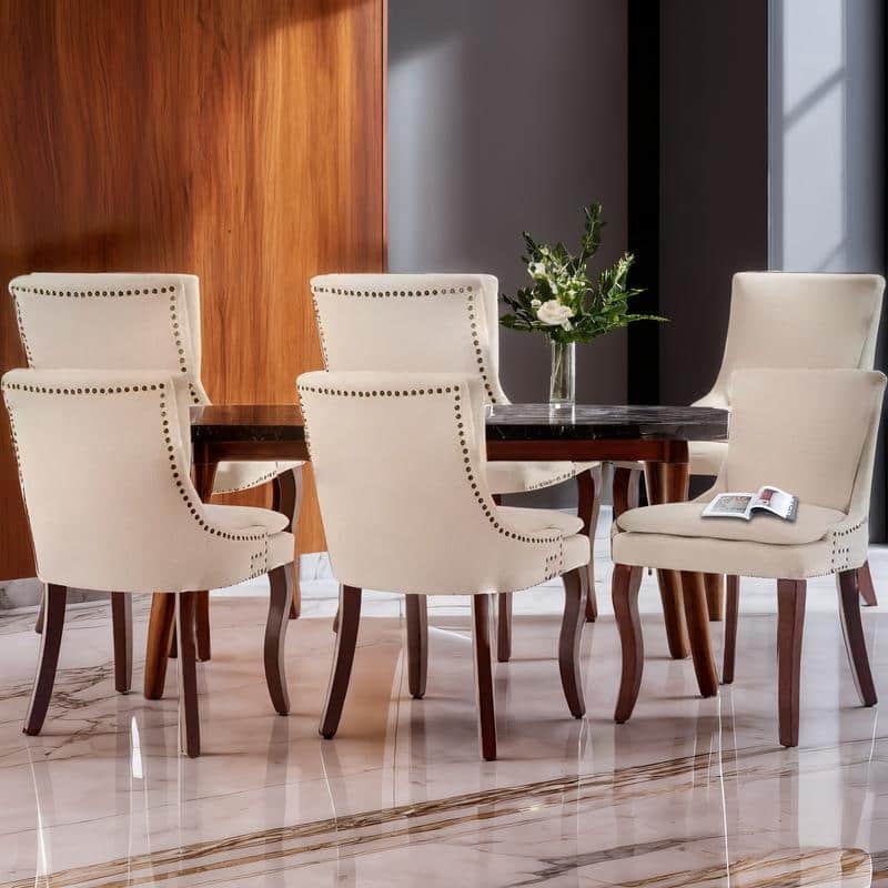 Modern Double-layer Cushioned Dining Chairs Set of 6