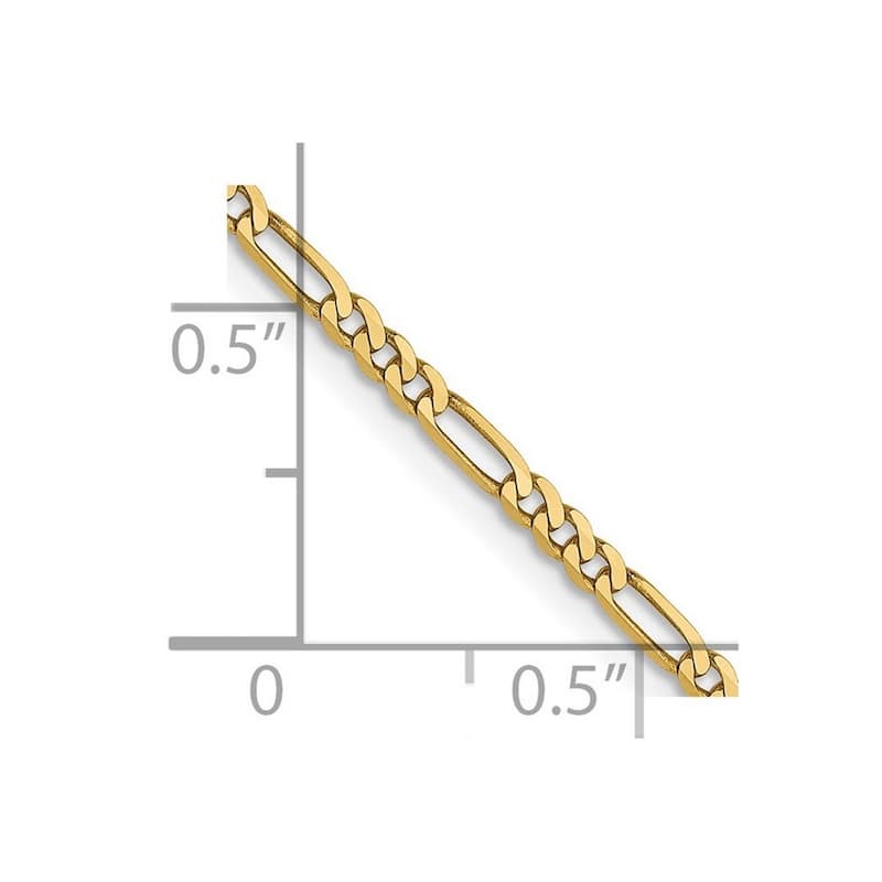 Curata Women's 14k Yellow Gold 1.80mm Flat Figaro Chain Ankle Bracelet - 10 Inch