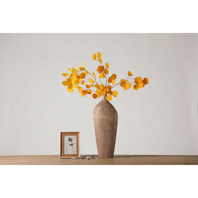 Tan Tall Textured Polyresin Vase for Rustic Modern Home Accent Decor