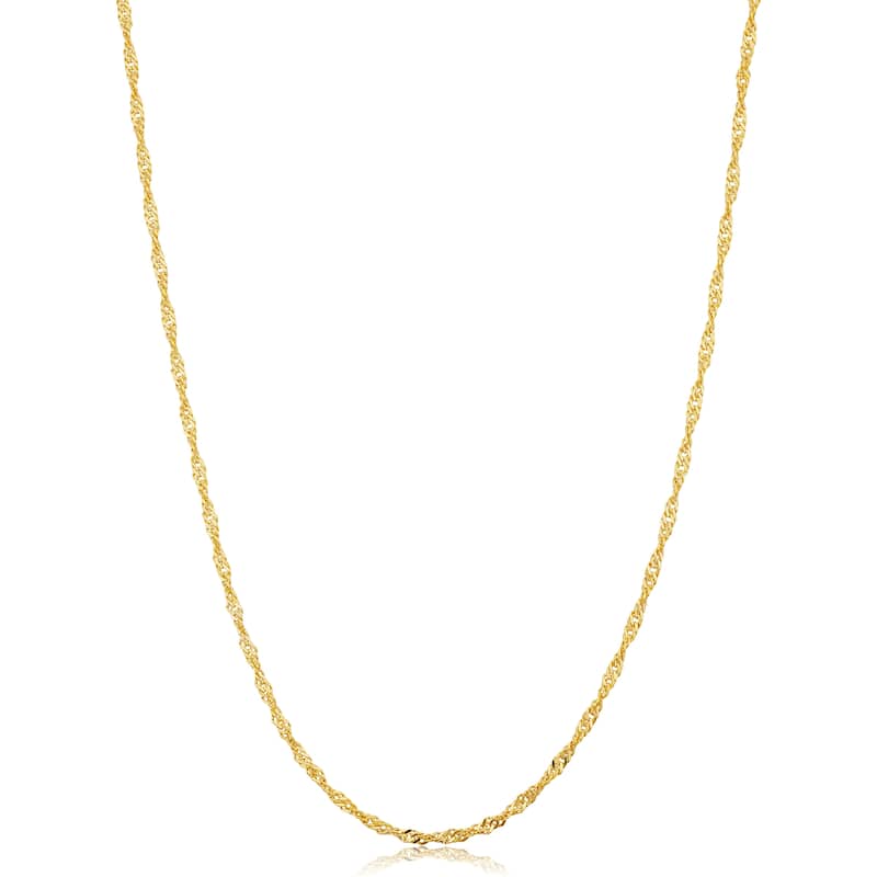 Solid 14k Yellow Gold Filled 1.7 mm Singapore Chain Pendant Necklace For Women (16 - 30 inches)