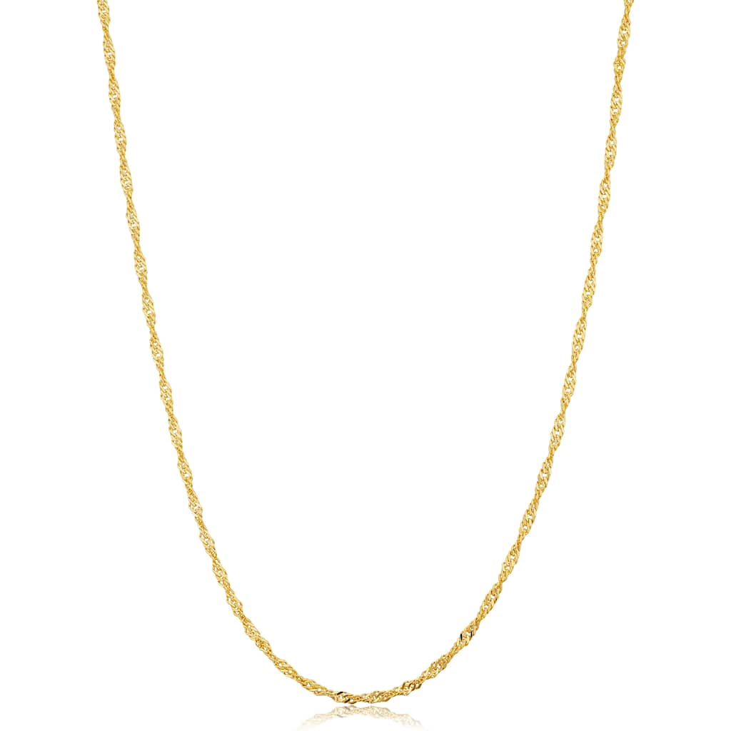 Solid 14k Yellow Gold Filled 1.7 mm Singapore Chain Pendant Necklace For Women (16 - 30 inches)