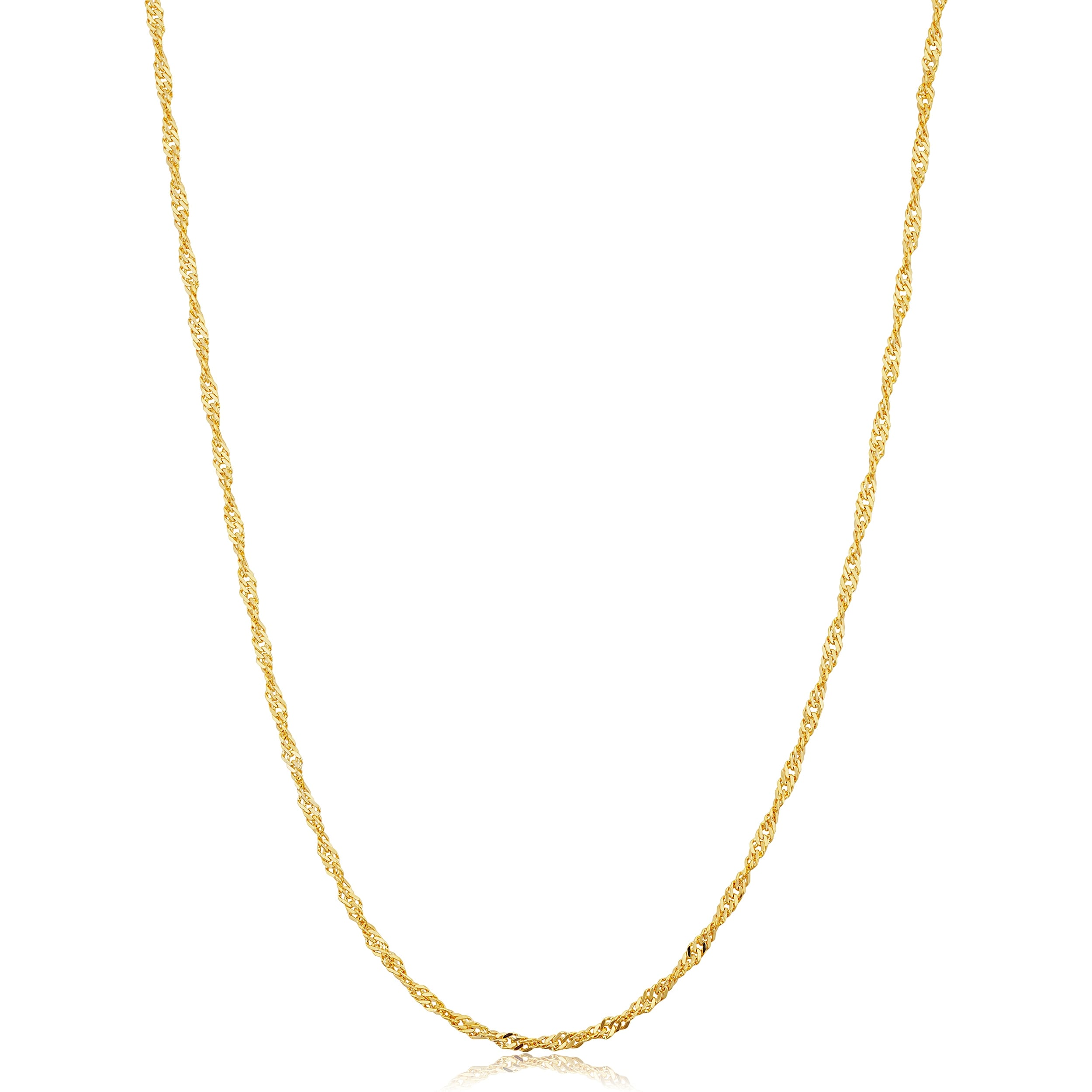 Au Naturale Solid 14k Yellow Gold Filled 1.7 mm Singapore Chain Pendant Necklace For Women (16 - 30 inches)