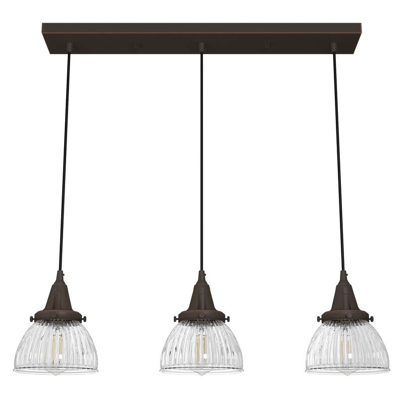 Hunter Cypress Grove 3-Light Linear Cluster Pendant - Kitchen Island, Dining Room - Industrial, Transitional, Modern