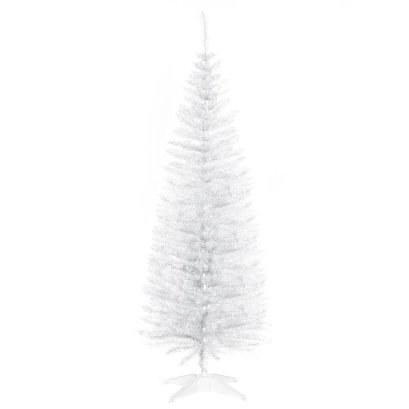 HOMCOM 5' Unlit Artificial Pencil Christmas Tree, Slim Xmas Tree with Foldable Metal Stand - 4.91 ft