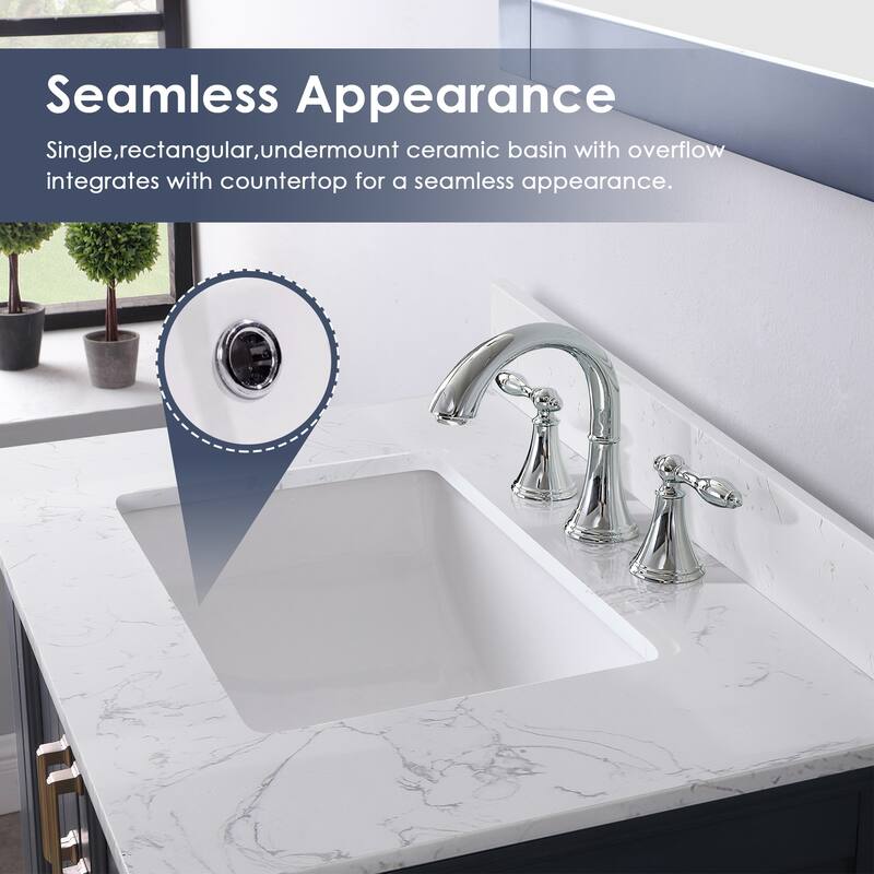 Altair Isla Single Bathroom Vanity Set and Aosta White Countertop without Mirror
