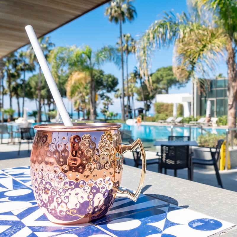 Copper Mugs 530ml/19 OZ Hammered Cocktail Mugs, 1Pcs Rose Gold - Rose Gold