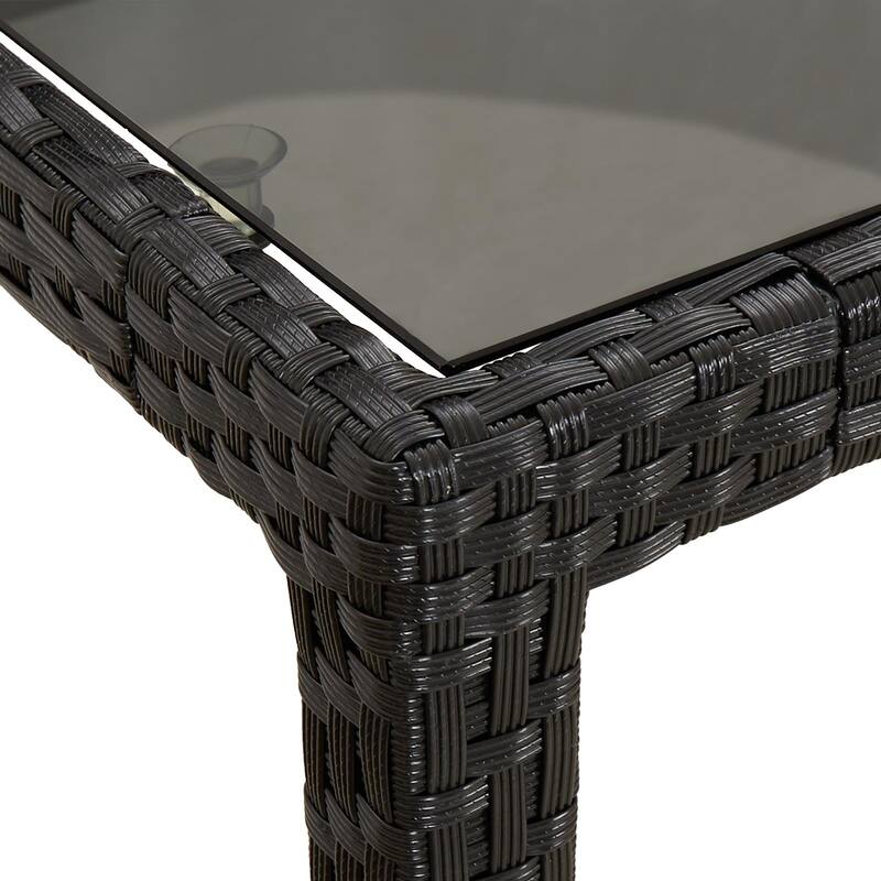 vidaXL Patio Table Tempered Glass and Poly Rattan Table 35.4"/59" Multi Colors