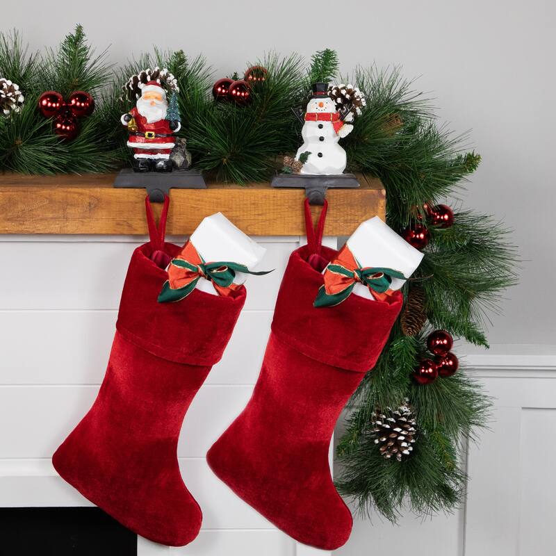 Santa and Snowman Christmas Stocking Holders - 5.5" - Set of 2