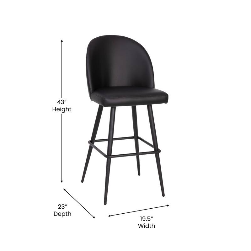 Modern Upholstered Barstools with Footrest and Steel Frame (Set of 2)