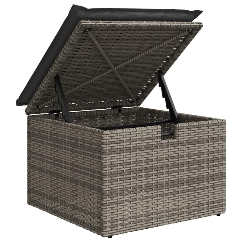 vidaXL Patio Sofa Set with Cushions Outdoor Furniture 6 Piece Poly Rattan - 21.7 x 39.4 x 28.7 in