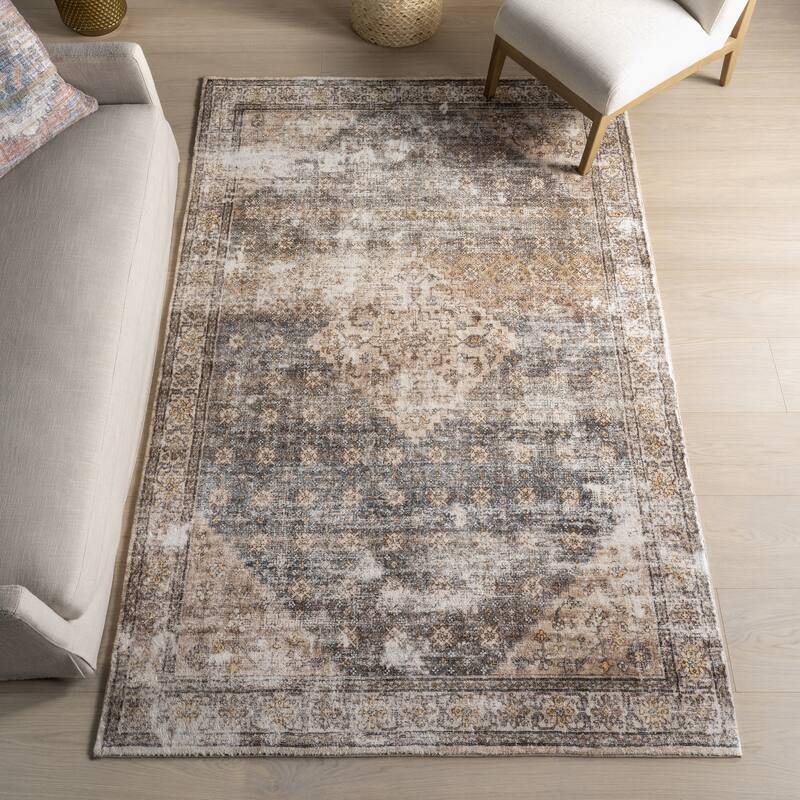 Nuloom Talita Medallion Machine Washable Area Rug - 5' x 8' - Grey