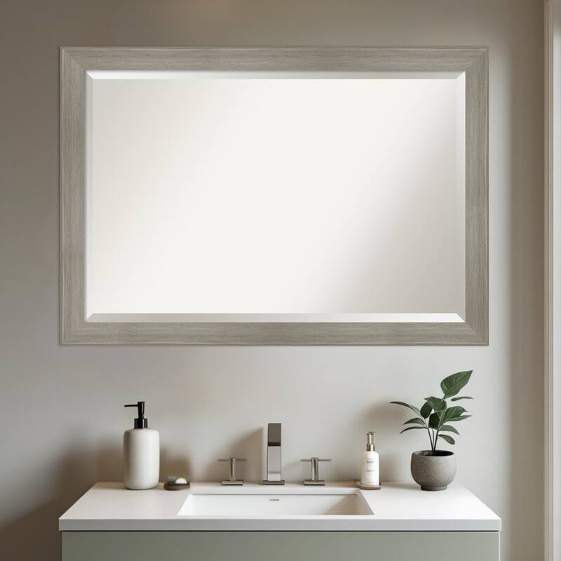 Grand Narrow Beveled Framed Bathroom Vanity Wall Mirror
