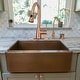 preview thumbnail 3 of 4, Copper Pull Down Kitchen Faucet with Deck Plate Modern Style - 8.4x16"