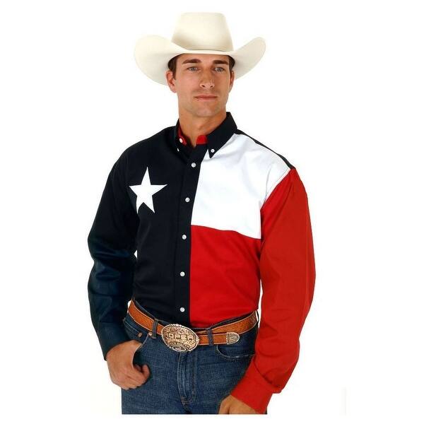Shop Roper Western Shirt Men L S Button Texas Flag Navy