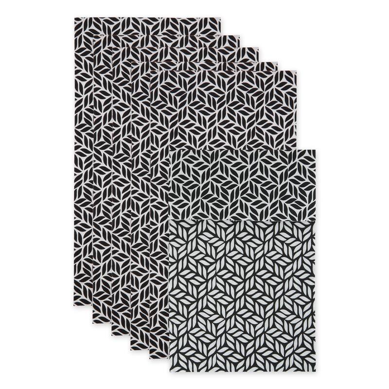 DII Nautical Blue Market Print Fridge Liner (Set of 6) - Black Abstract Leaf
