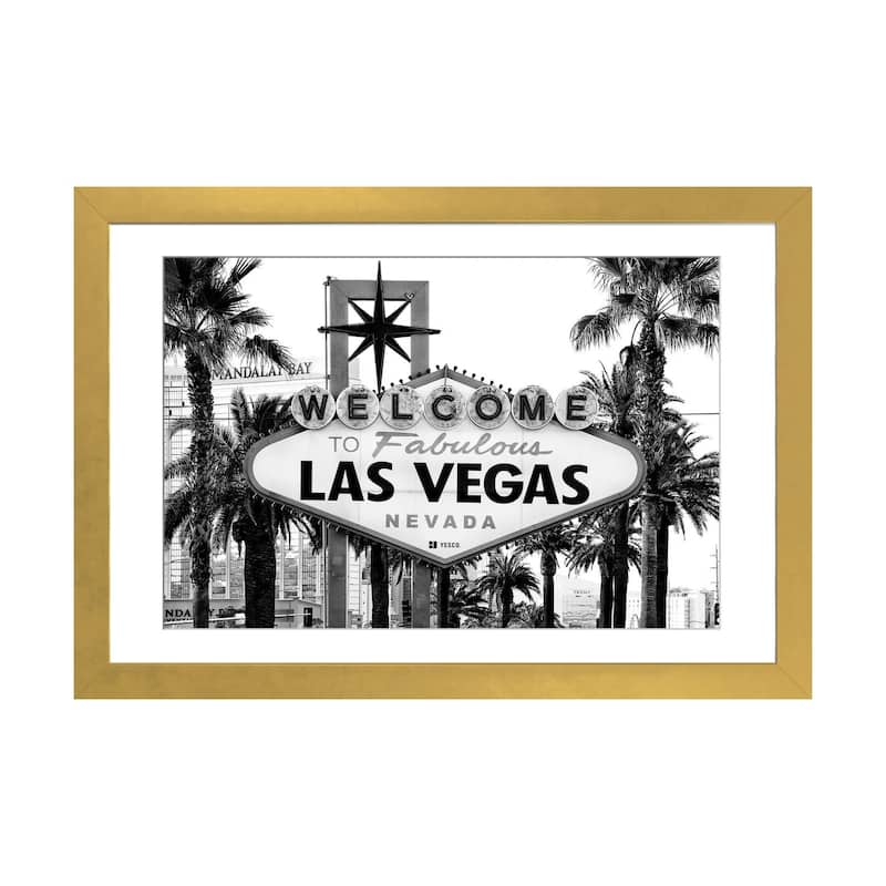 iCanvas "Black Nevada Series - Welcome To Fabulous Las Vegas" by Philippe Hugonnard PFA - Gold - 24x32x1