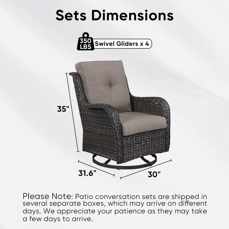 Pocassy 4Pieces Swivel Glider Chairs with 5Inch 6Inch Cushion