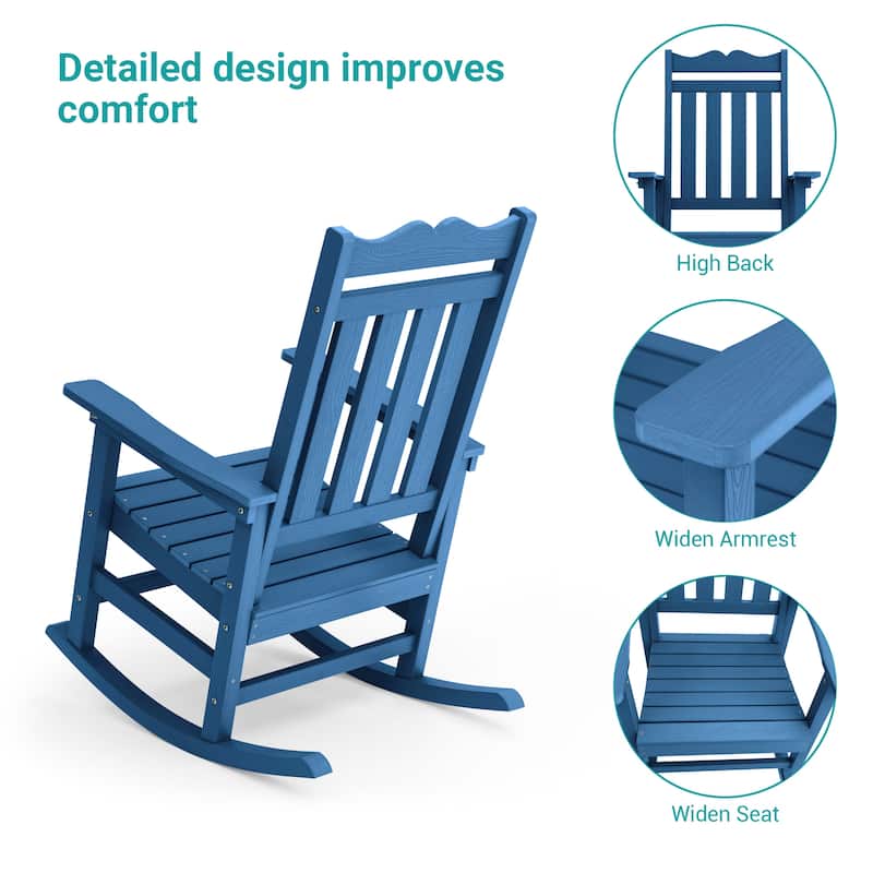 BONOSUKI Outdoor Adirondack Rocking Chair,Fire Pit Chair-Set of 2