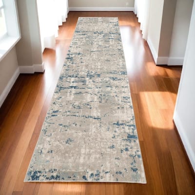 Caki Power Loomed Abstract Modern Durable Area Rug By HomeRoots - 144' X '26' X '0.32