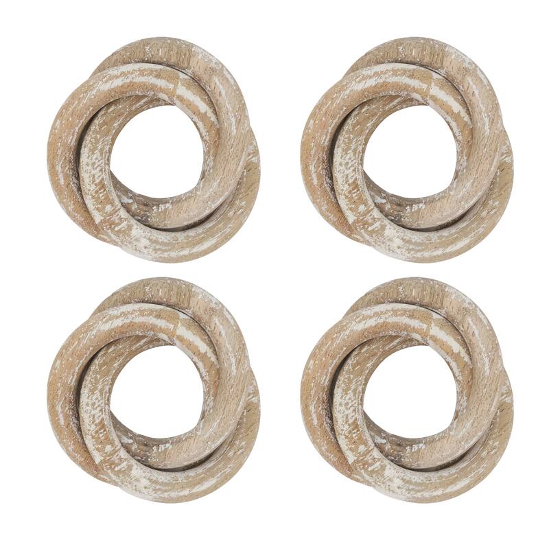 Mango Wood Napkin Rings With Interlock Design (Set of 4)