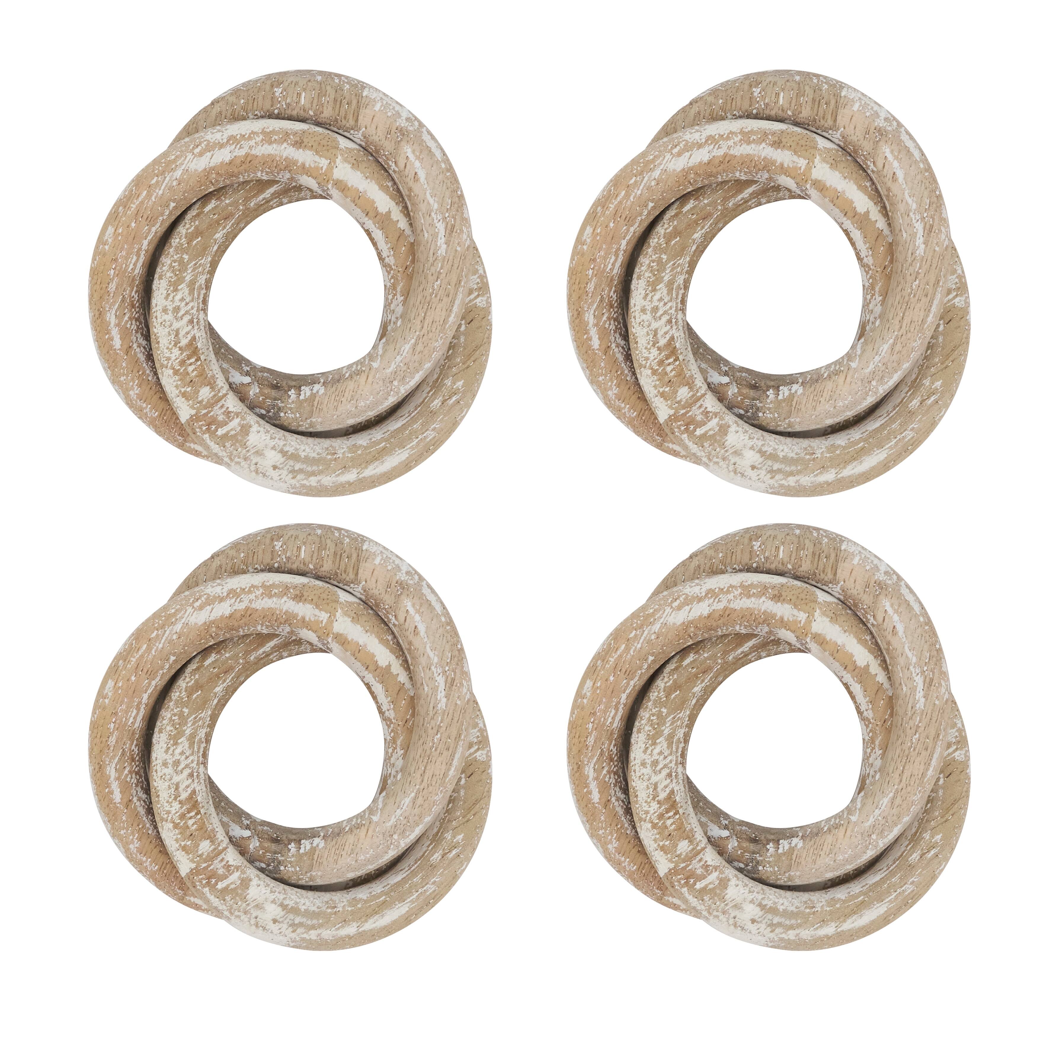 Mango Wood Napkin Rings With Interlock Design (Set of 4) Bed Bath & Beyond 27460207