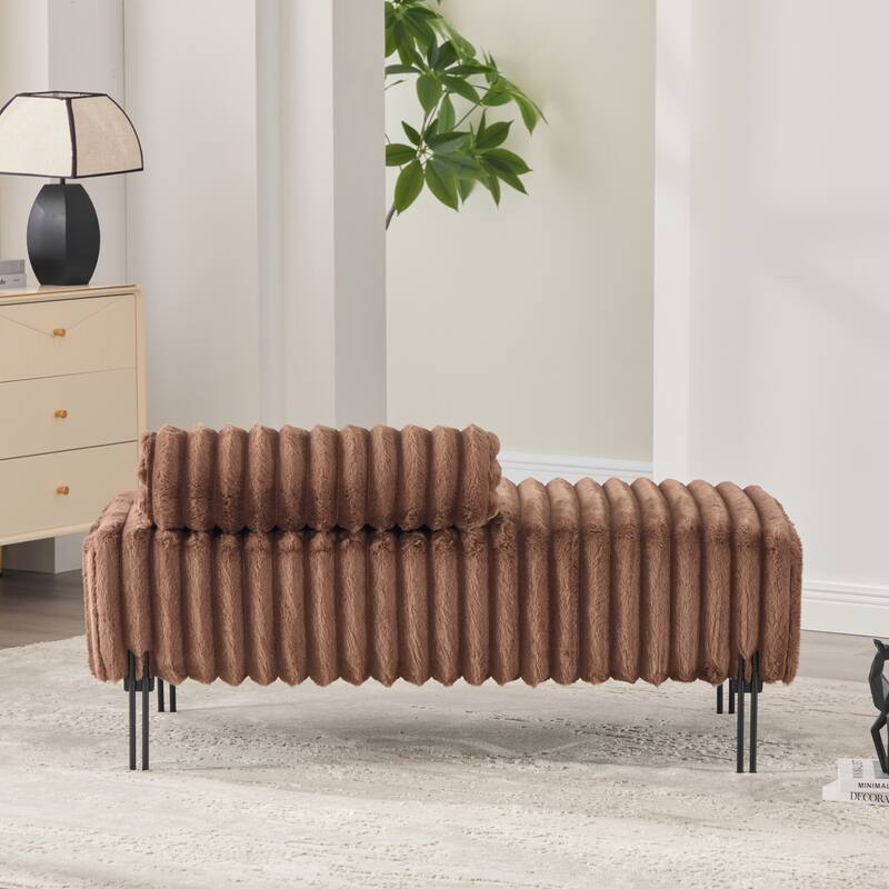 49.6"W Oversized Modern Upholstered Bench Ottoman with Metal Legs