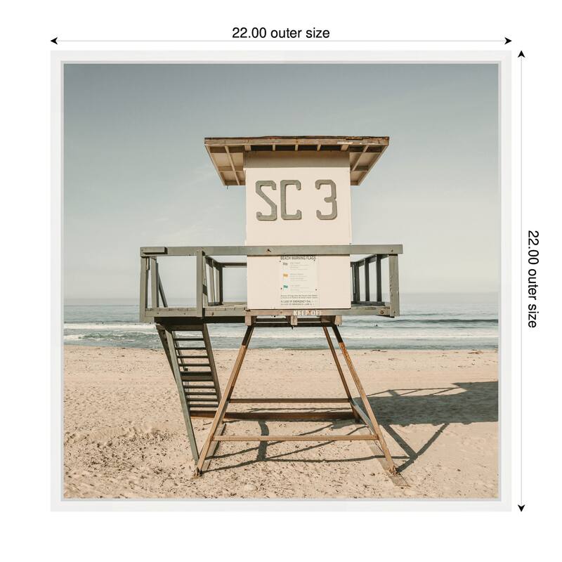 Kate and Laurel Sylvie SC3 Lifeguard Tower Framed Canvas by Alicia Bock