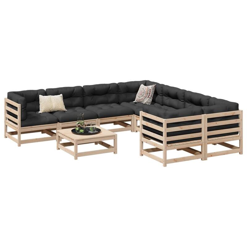 vidaXL 9 Piece Patio Sofa Set Solid Wood Pine - 27.6 x 27.6 x 26.4